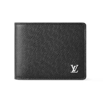 LOUIS VUITTON Multiple Cow Leather Wallet Men's Black