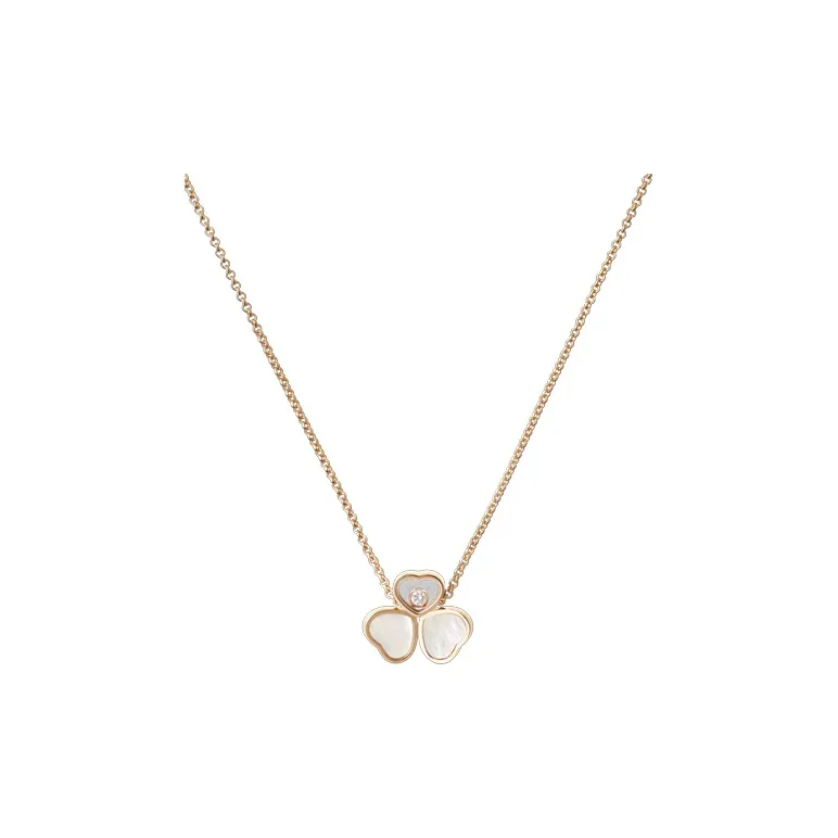 Chopard 18kt Rose Gold Happy Hearts Wings Diamond And Mother of pearl Pendant Necklace-0