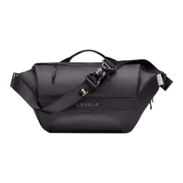 LEVEL8 Polyester Messenger Bag Techwear Sling Bag Shoulder Bag Unisex Night Black/Forest Green-0