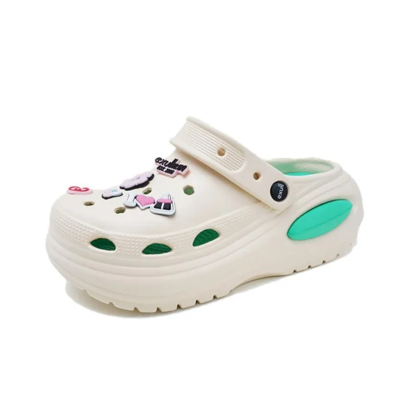 EXULL Q Clogs Women's Beige Green-1