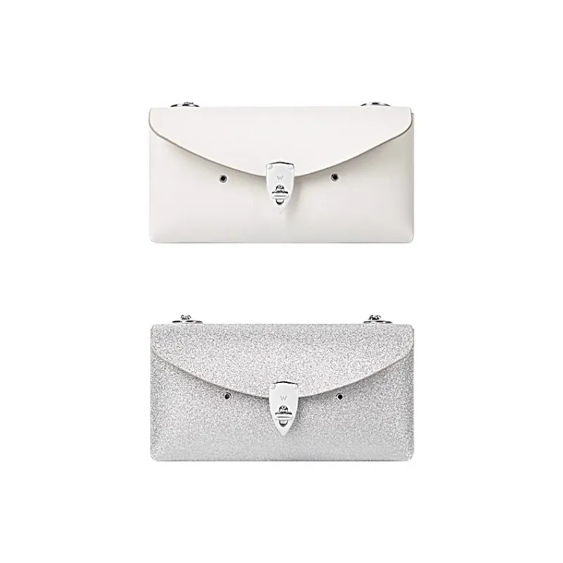 WANACCESSORY Cow Leather Crossbody Handbag, Shoulder Bag Trumpets Women's Snow Mountain White/Silver Flash-0