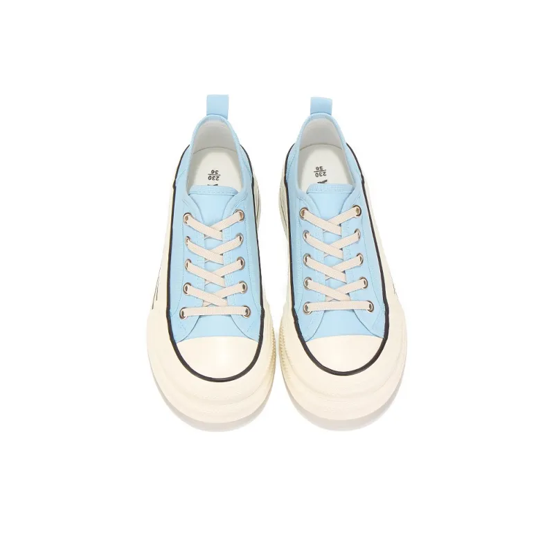 Yobn Breathable Height Increasing Low Top Canvas Shoes Women's Light Blue-4