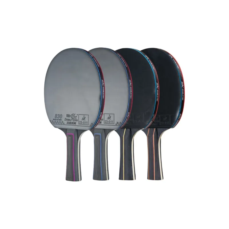 DOUBLEFISH Ping Pong Paddles Unisex Pure Wood Blade Double Sided Inverted Rubber Black/Red Double Shot Deluxe Set-1