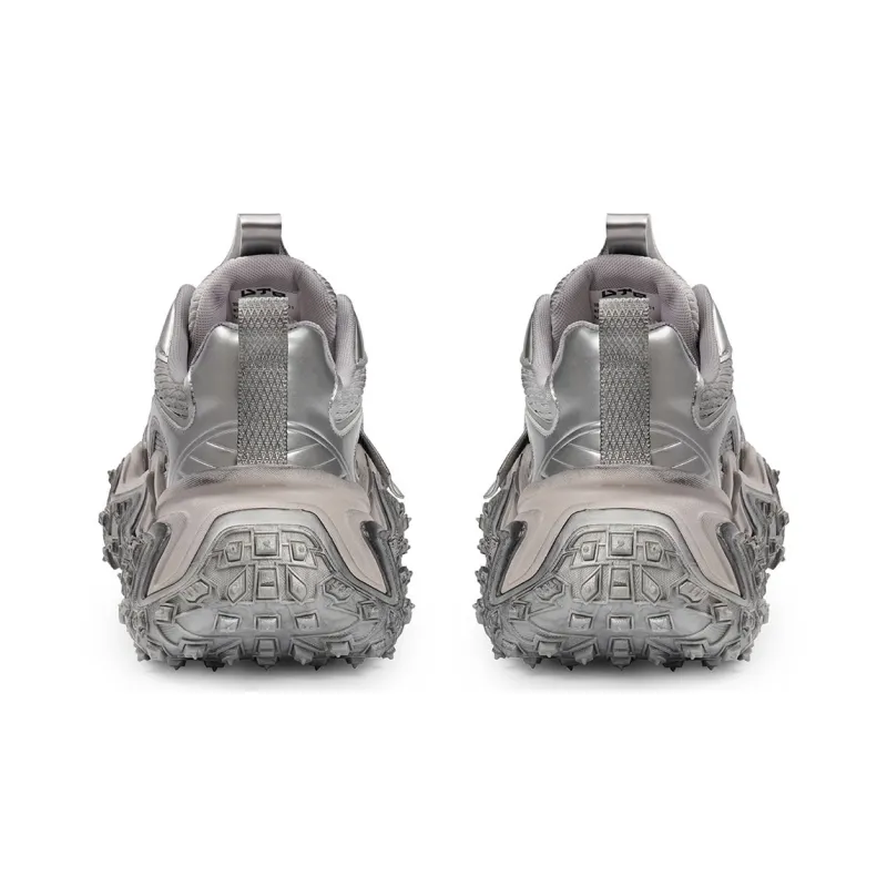 U.T.B RustiRunner Scavenger Series Chunky Sneakers Unisex Low Top Silver-4