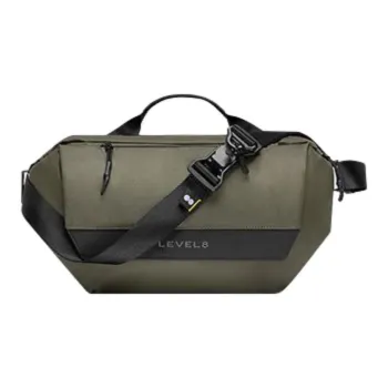 LEVEL8 Polyester Messenger Bag Techwear Sling Bag Shoulder Bag Unisex Night Black/Forest Green