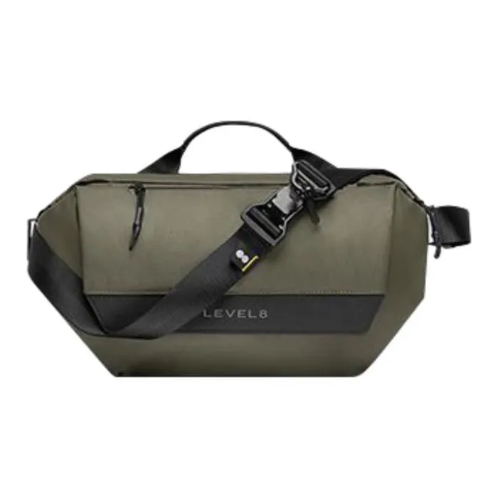 LEVEL8 Polyester Messenger Bag Techwear Sling Bag Shoulder Bag Unisex Night Black/Forest Green-3