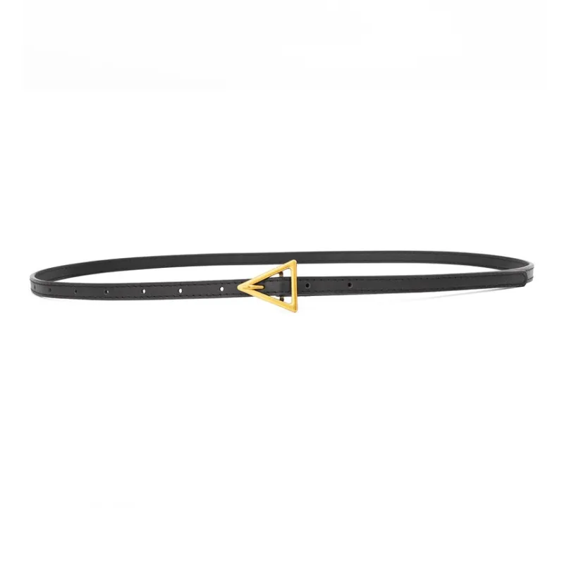 Cows Reign Vintage Triangle Pin Buckle Thin Top Grain Cow Leather Fashion Decoration Belt Leather Belts Women's-3
