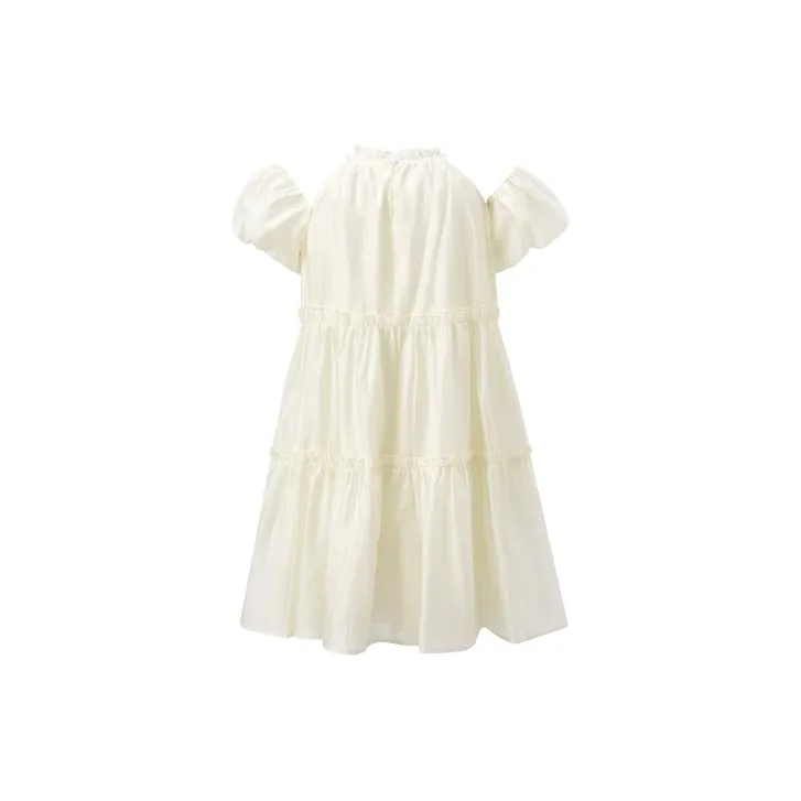 LEDIN Short Sleeved Dress Women's Beige Yellow-1