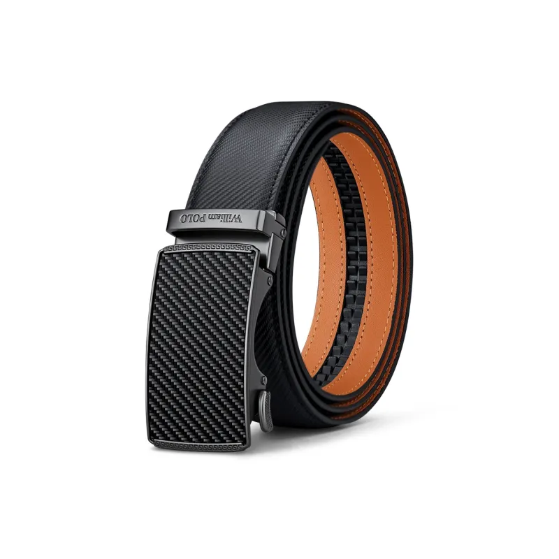 WilliamPOLO Cow Leather Leather Belts Men's Gunmetal 3.5cm-0