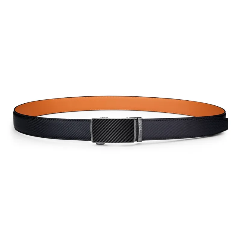 WilliamPOLO Cow Leather Leather Belts Men's Gunmetal 3.5cm-1