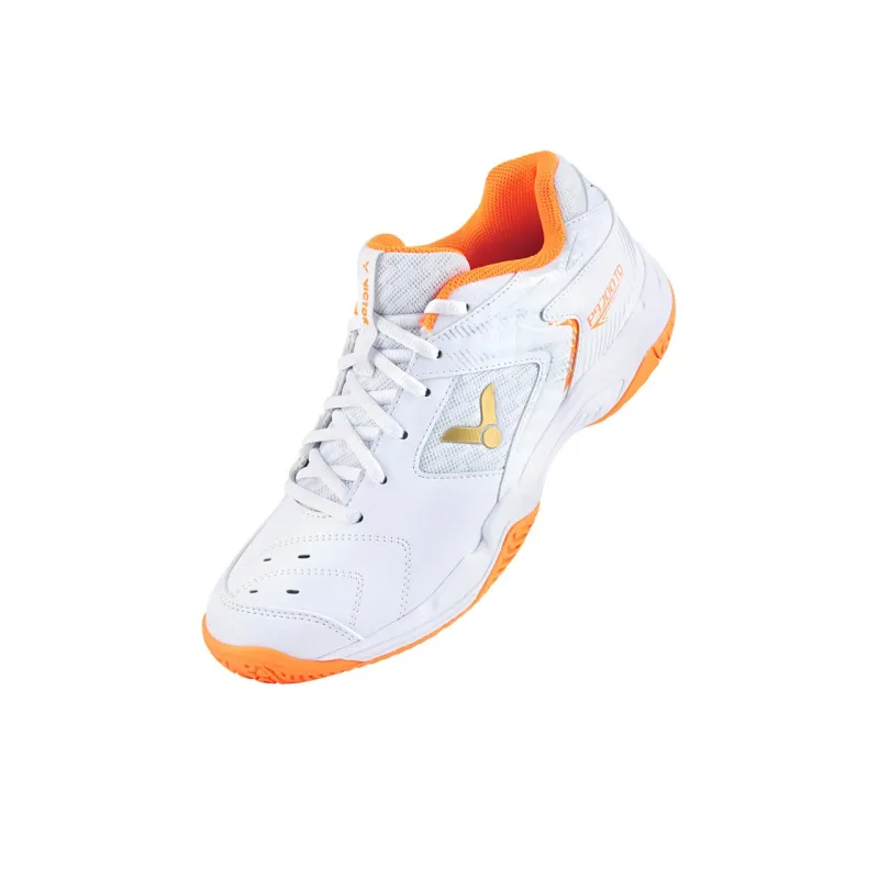 VICTOR Cushioning Breathable Low Top Badminton Shoes Unisex White Orange-2