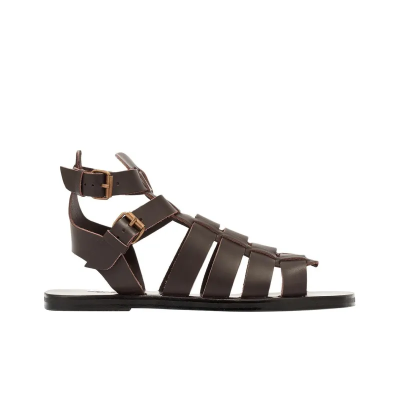 ANCIENT GREEK SANDALS Alexandros Roman Sandals Men's Dark Brown-1