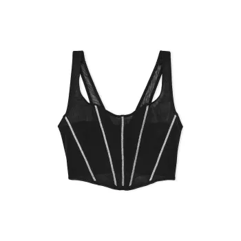 Victoria's Secret PINK VERY SEXY Sheer Shine Corset Top/Black Shapewear Women's Black