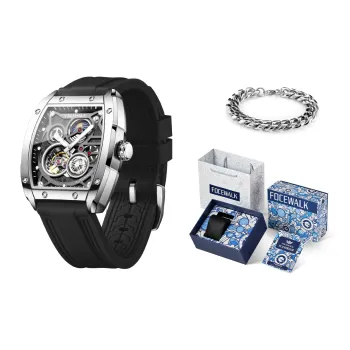 FOCEWALK Three Kingdoms Shu Han Mechanical Movement Stainless Steel Watchband Watch Men's Watches Green Dial