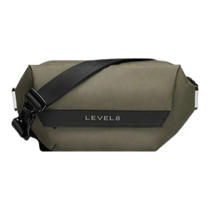 LEVEL8 Polyester Messenger Bag Techwear Sling Bag Shoulder Bag Unisex Night Black/Forest Green-4