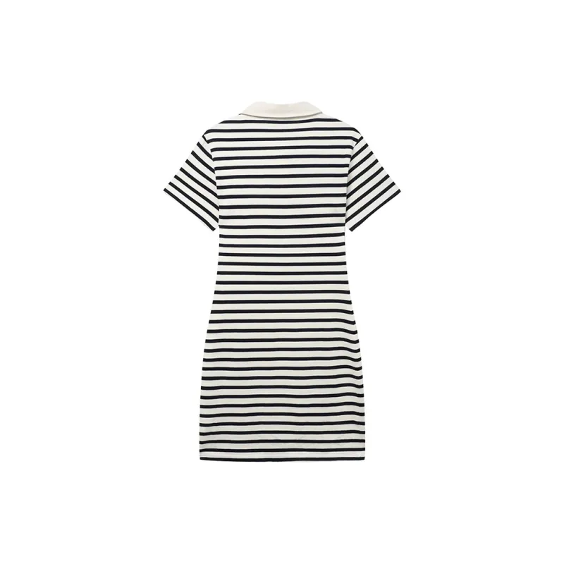 LOUISY AO Short Sleeved Dresses Women's Blue White Stripes-1