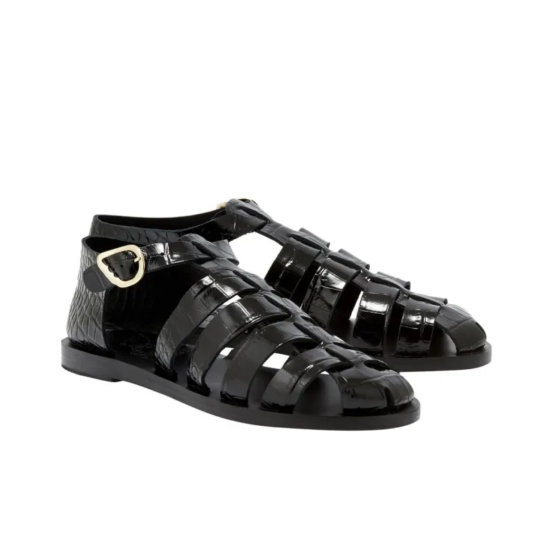 Ancient Greek Sandals Homeria Embossed-crocodile Sandals-2