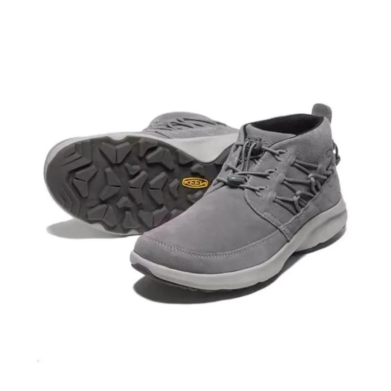 KEEN Uneek Chukka Cushioning Anti-Slip And Wear-Resistant Coverage Mid-Top Hiking Shoes Men's White-3