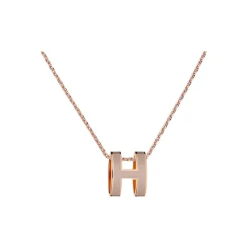 HERMES POP H Collection Gold Plated Necklaces Women's Milk Tea Light Umber