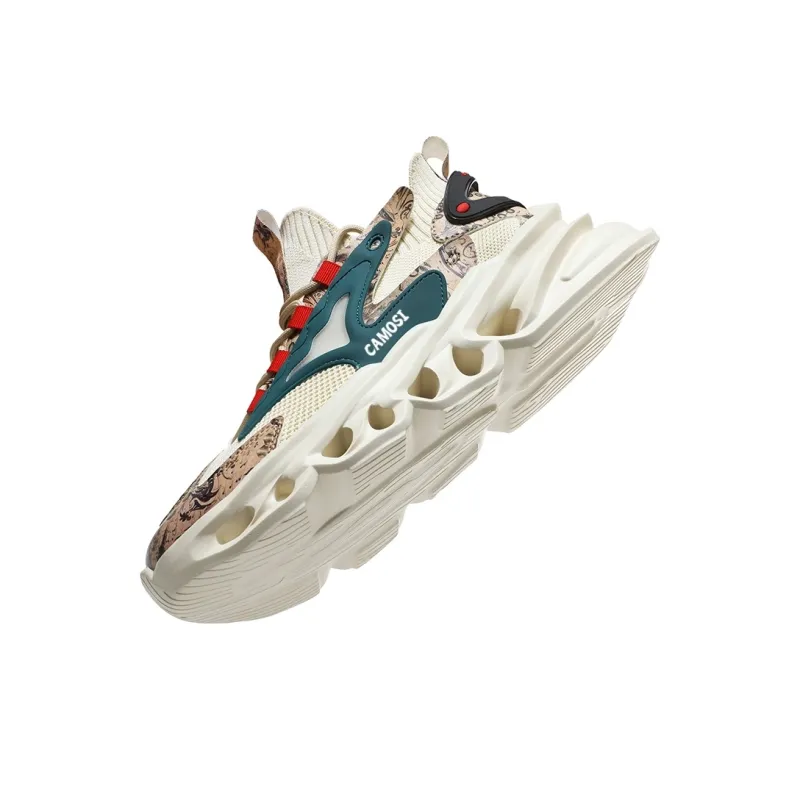 CAMOSI Casual Shoes Unisex Low Top Beige/Black/White/Red-2
