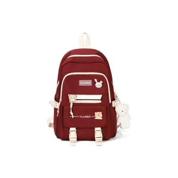 Kevin Cohen Nylon Fabric Backpack Regular Women's Red/White