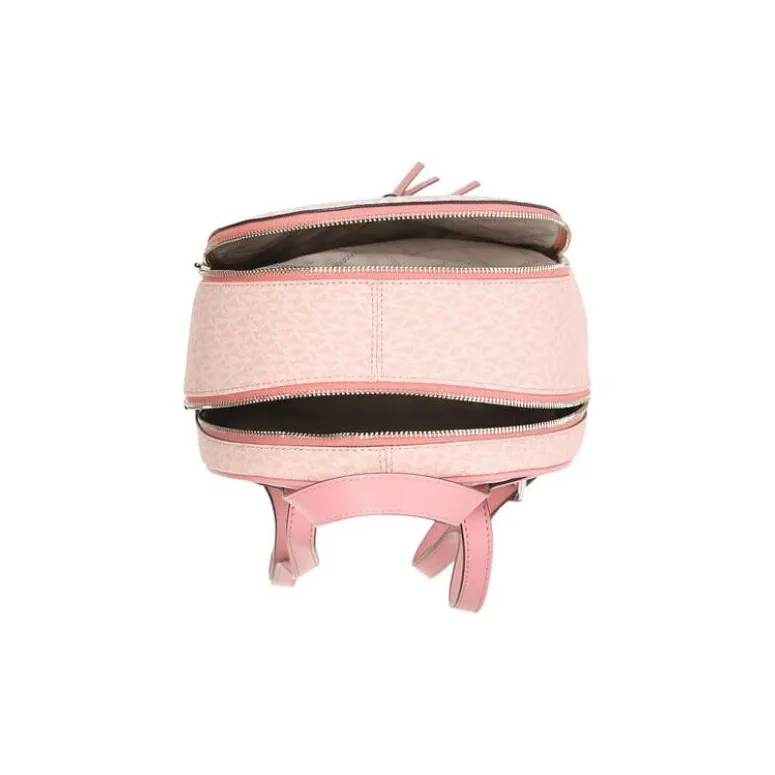MICHAEL KORS Rhea Zip PVC Backpack Medium Size Women's White & Light Pink-5