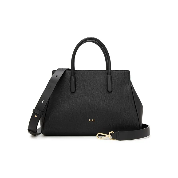 ELLE Cow Split Leather Crossbody Bag Women's Gray/Black-5