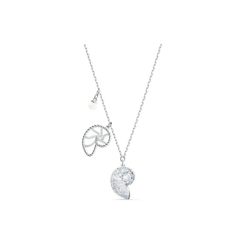 Swarovski Shell Faux Pearl Necklaces Women's White Gold Plated-0