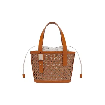 Rodo Wicker Tote Bag Shopping Bag Shoulder Bag Handbag Women's Dark Brown