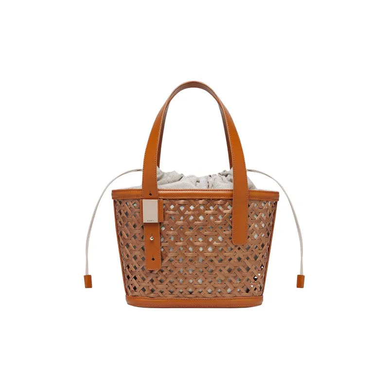 Rodo Wicker Tote Bag Shopping Bag Shoulder Bag Handbag Women's Dark Brown-0