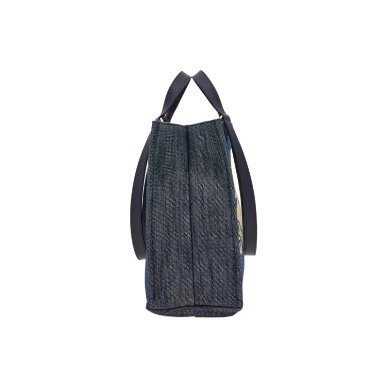 FERRAGAMO Denim Tote Bag, Shopping Bag, Shoulder Bag, Handbag Medium Size Women's Denim & Natural-2