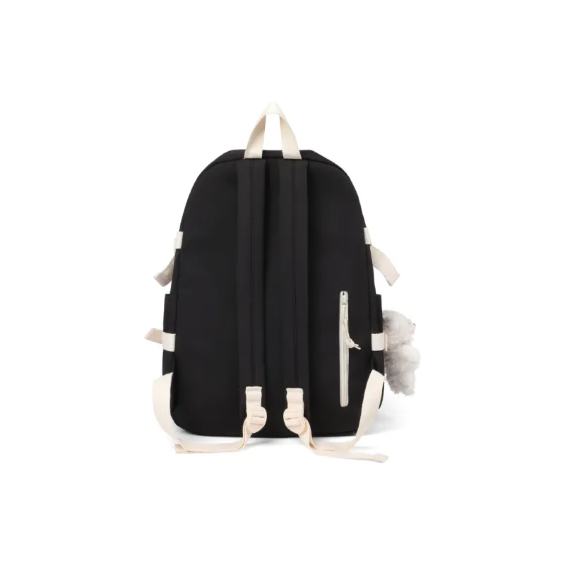 Kevin Cohen Nylon Fabric Backpack Travel Bag Regular Unisex Ecru & Purple/Black/Pink-6