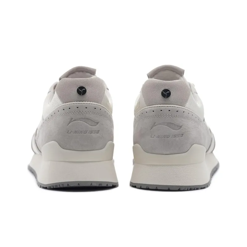 LI NING 1990 Classic Collection Slip Resistant And Breathable Low Top Running Shoes Men's White Gray-3