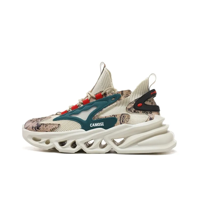 CAMOSI Casual Shoes Unisex Low Top Beige/Black/White/Red-0