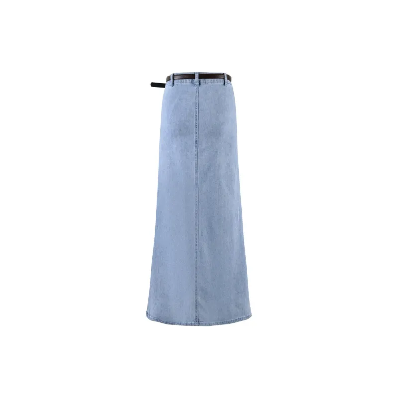 Tiger Mist SS24 FLETCHER SKIRT Denim Long Skirts Women's Light Blue-1