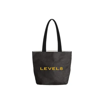 LEVEL8 DuPont Paper With Canvas One Shoulder Handbags Medium Size Unisex Black