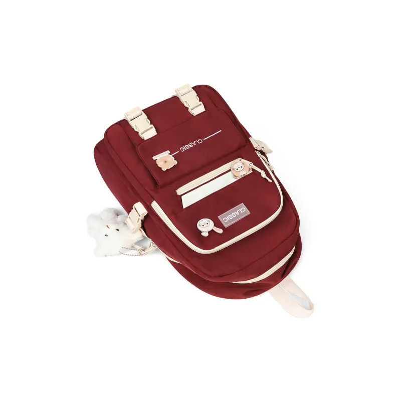 Kevin Cohen Nylon Fabric Backpack Regular Women's Red/White-2