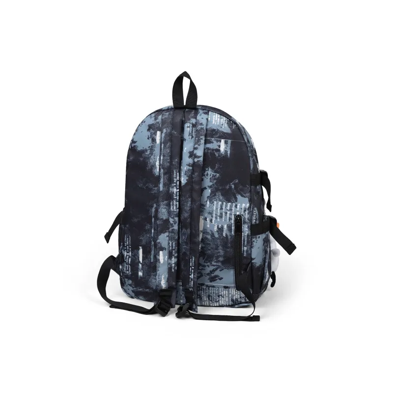 Kevin Cohen Fabric Backpack Laptop Bag Regular Unisex Black/Ecru/Blue-2