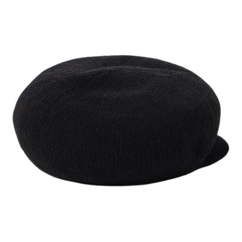 Beams Rayon, Polyester, Cotton, Recycled Fiber Berets Women's Black/Beige-1