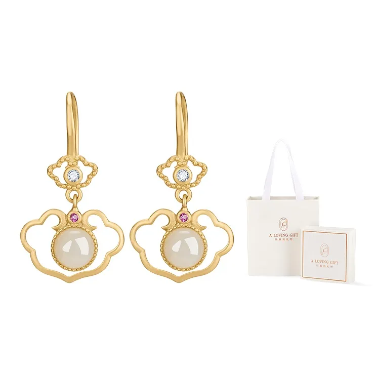 Mom's Gift Jade Earrings Pale Greenish White Jade Women's-2
