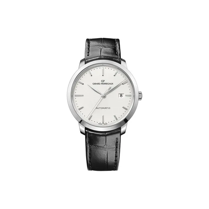 GP Automatic Mechanical Movement Men's Watches Watch 40mm Silver Dial Steel Watch Case Crocodile Leather Strap-0
