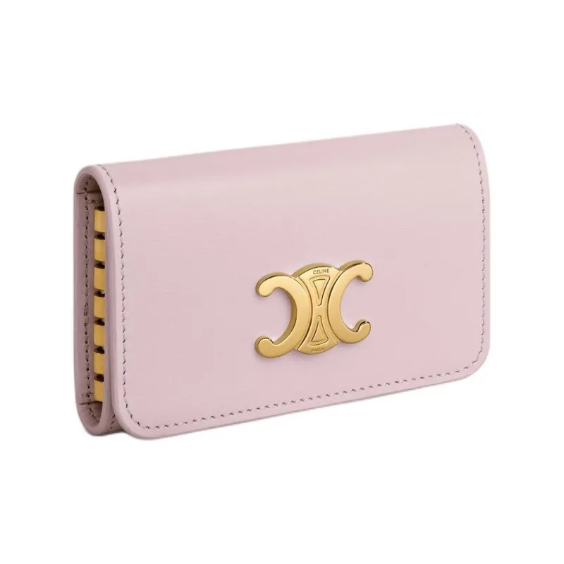 CELINE Triomphe Calfskin Key Pouch Women's Light Pink-1
