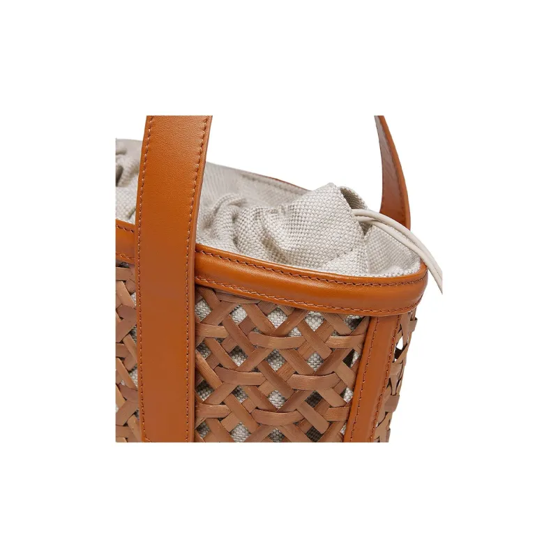 Rodo Wicker Tote Bag Shopping Bag Shoulder Bag Handbag Women's Dark Brown-3