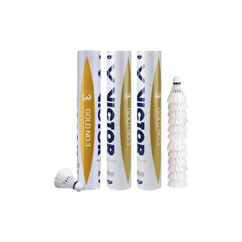VICTOR Golden Yellow Collection Duck Feather Shuttlecock 12 Pack Water Duck Feather Training Match Shuttlecocks-5