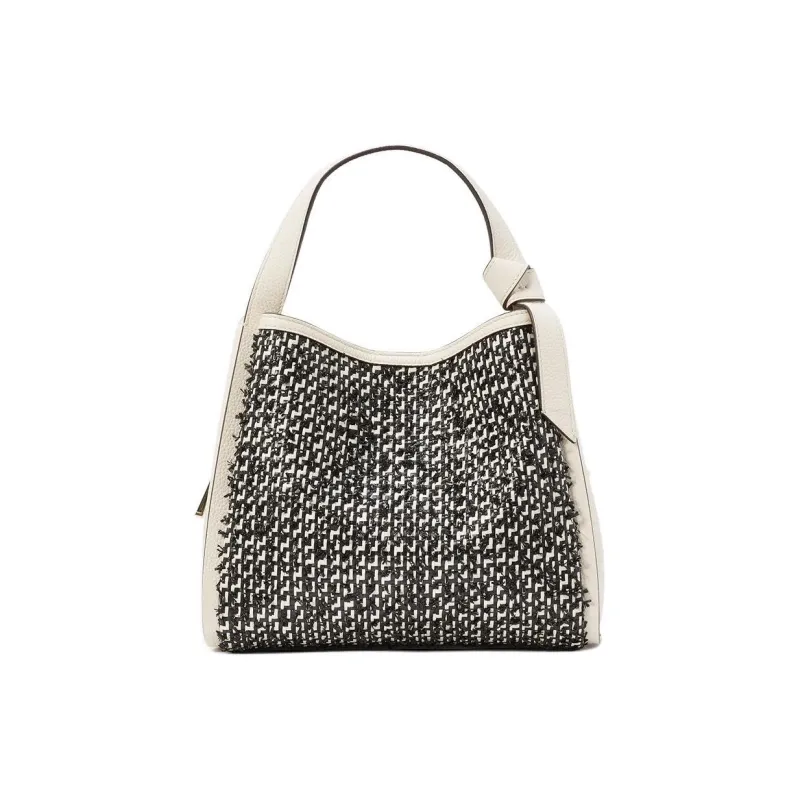 Kate Spade Knott Tweed Tote Bag Shopping Bag Handbag Shoulder Bag Crossbody Bag Medium Size Women's Sheepskin White-0
