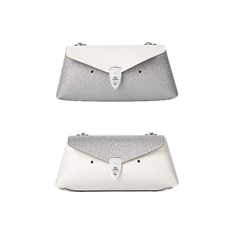 WANACCESSORY Cow Leather Crossbody Handbag, Shoulder Bag Trumpets Women's Snow Mountain White/Silver Flash-3