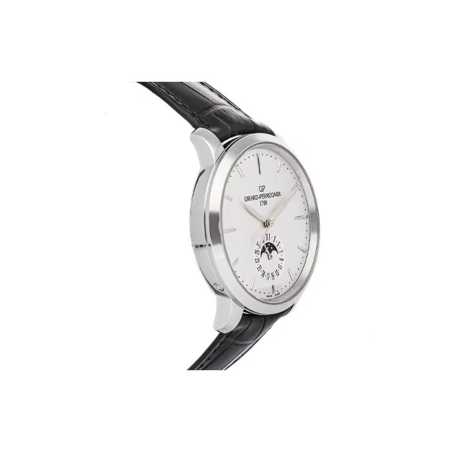 GP Automatic Mechanical Movement Men's Watches Watch 40mm Silver Dial Stainless Steel Case Crocodile Leather Strap-2