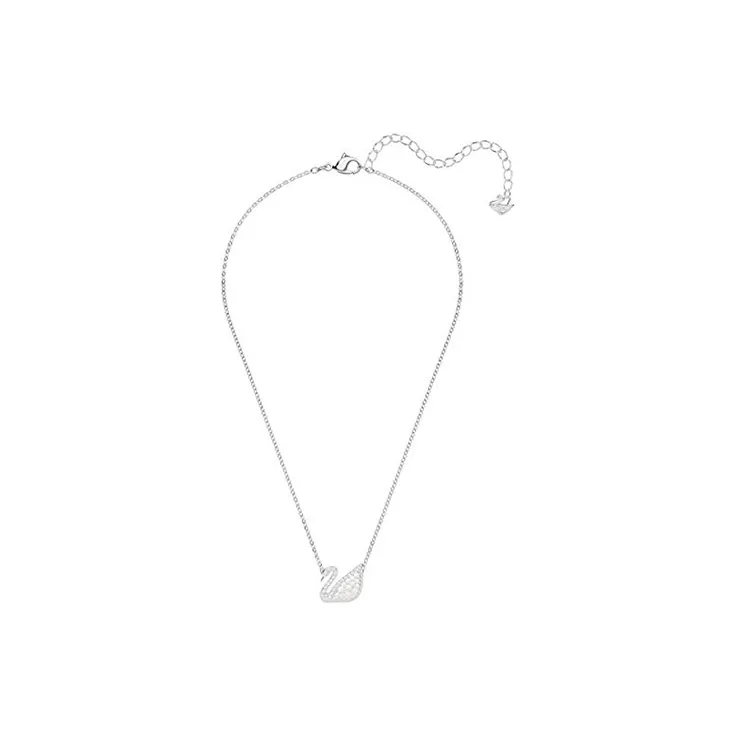 Swarovski White Gold Plated Swan Necklaces Women's White-1