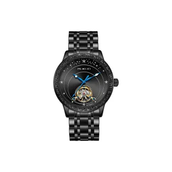 MUKUO Automatic Mechanical Movement Watch Unisex Black Dial