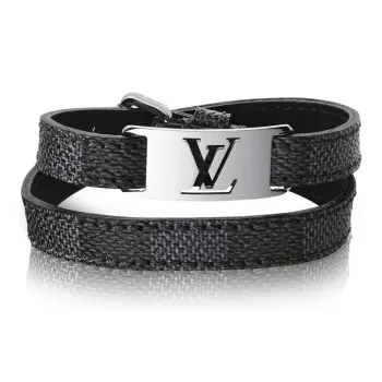 LOUIS VUITTON Calfskin Wristbands Men's Black/Silver